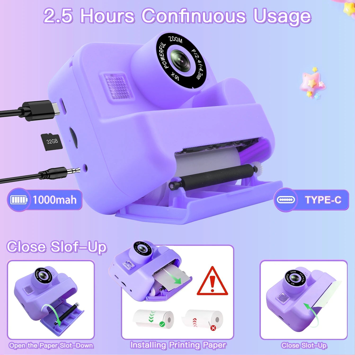 Appareil Photo Enfant Instantané caractéristiques