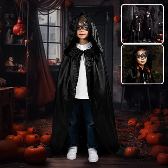 Deguisement halloween - Cape Noire Ă  Capuche Longue