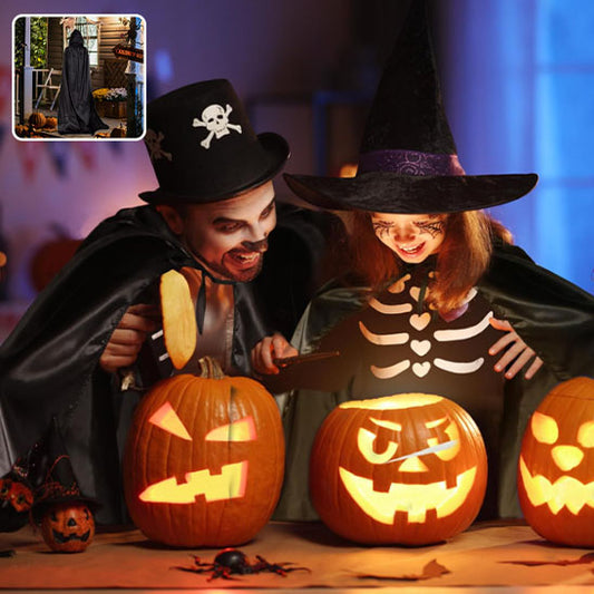 Deguisement halloween - Cape Noire à Capuche Longue